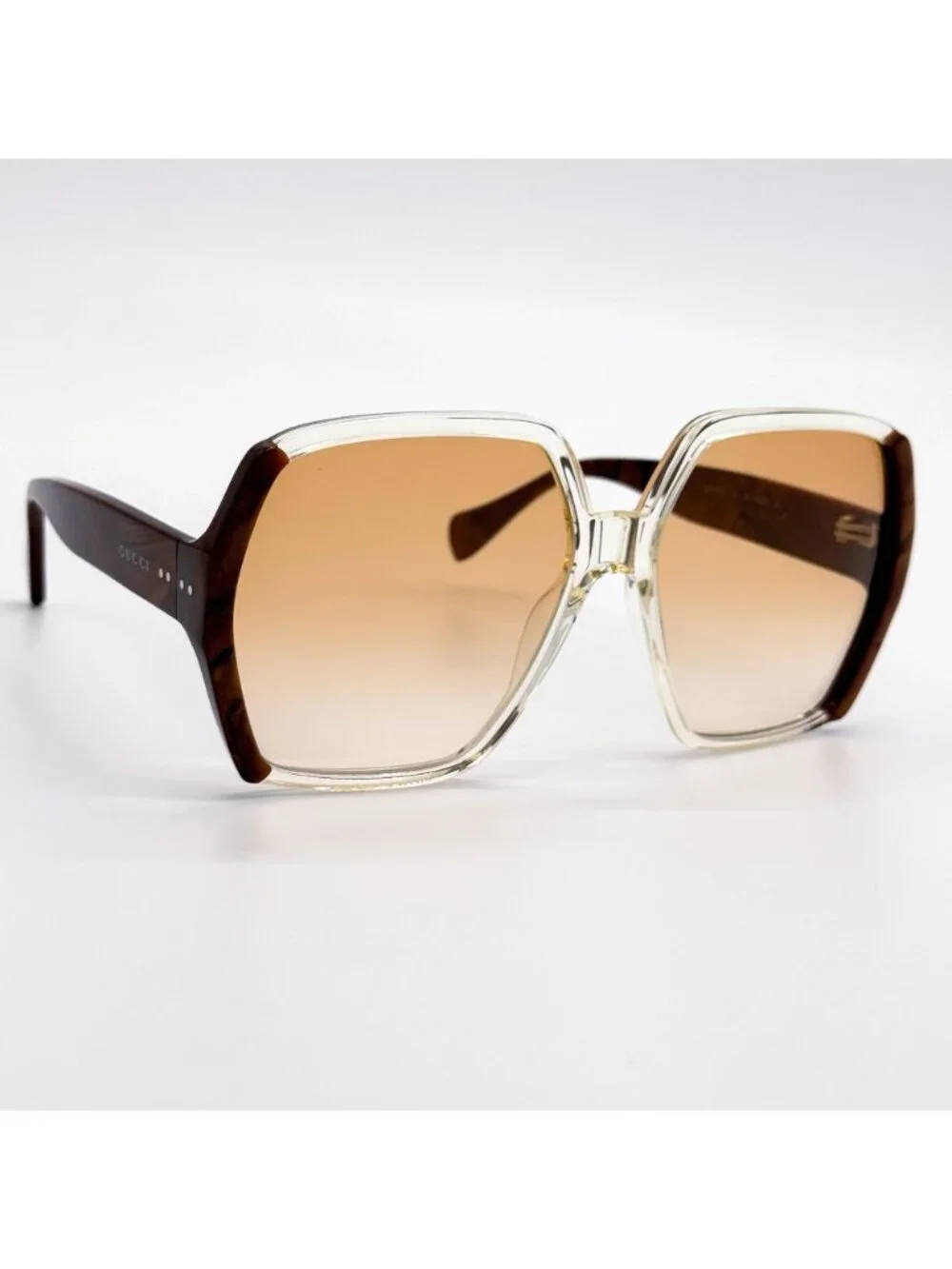 New Gucci Havana Brown Oversized Women Sunglasses GG1065S 001
